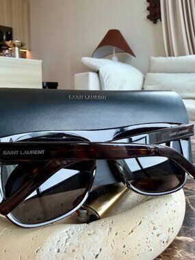 Saint Laurent SL 1 Flat-Top Square Sunglasses